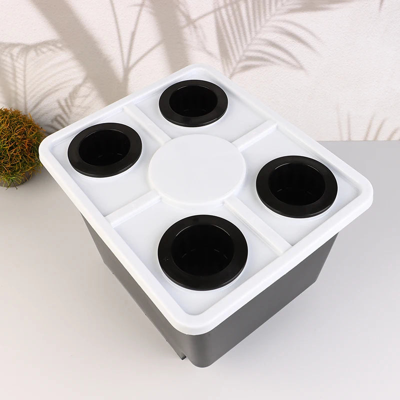 Hydroponics System Bucket With Siphon Elbows Four-Hole Cover Planting Flowerpot Soilless Culture Vegetable Nursery Fruit Bucket