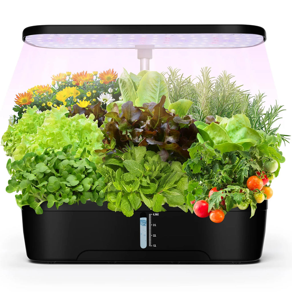 8/12 Pods Hydroponics Growing System Herb Garden Kit Indoor Adjustable Height Automatic Timer 20W LED Grow Lights 4L Water Tank