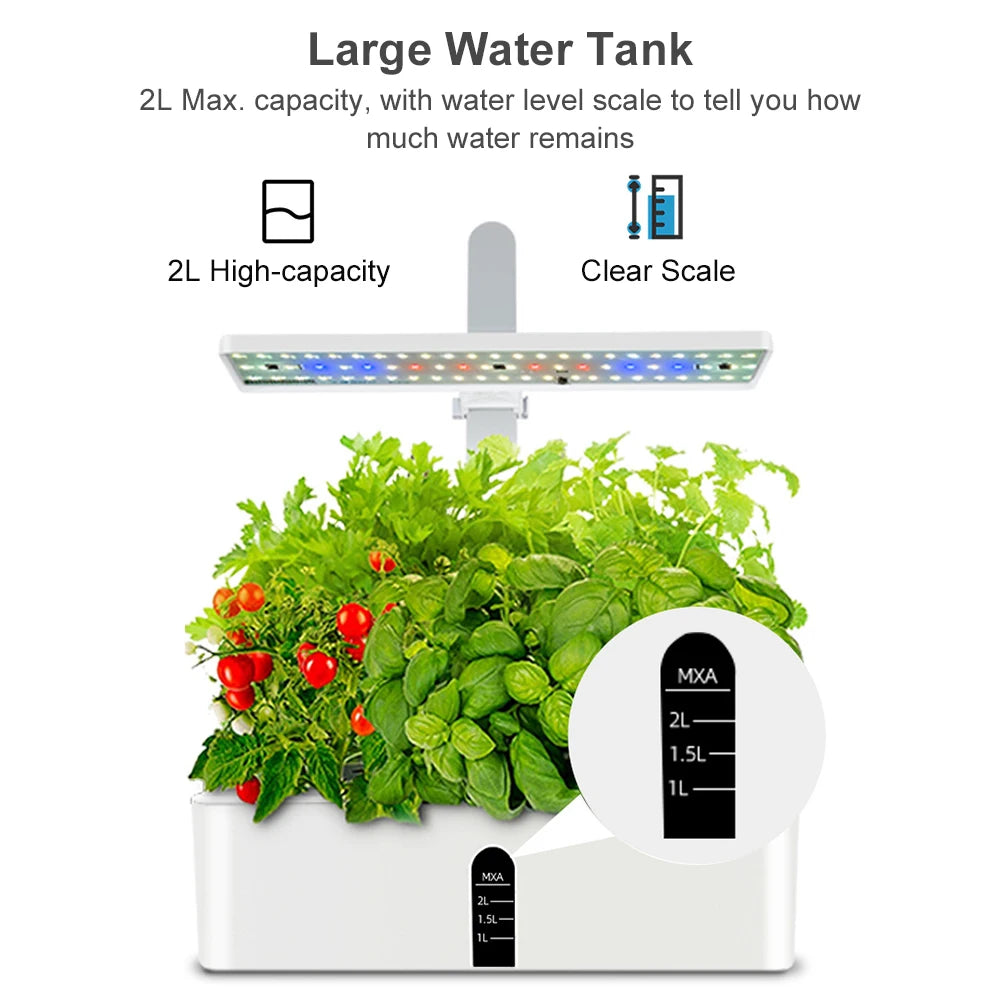 Smart Garden Hydroponics Growing System Indoor Herb Garden Kit Automatic Timing LED Grow Lights Water Pump for Home Flower Pots