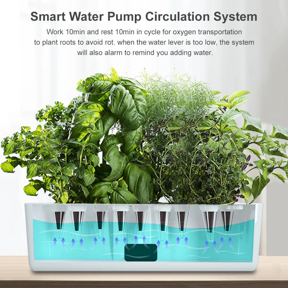 Smart Garden Hydroponics Growing System Indoor Herb Garden Kit Automatic Timing LED Grow Lights Water Pump for Home Flower Pots