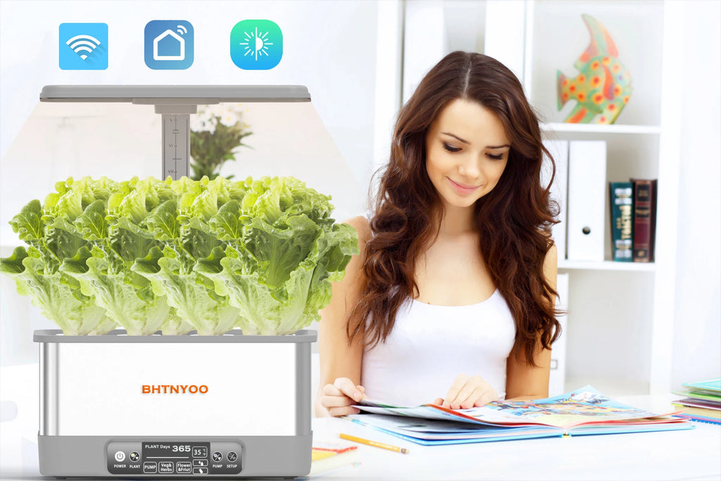 Hydroponics Growing System kit,APP&WIFI Indoor Smart Herbs Garden with LED Growth Lights,Automatic Water Pump,Remote Timer