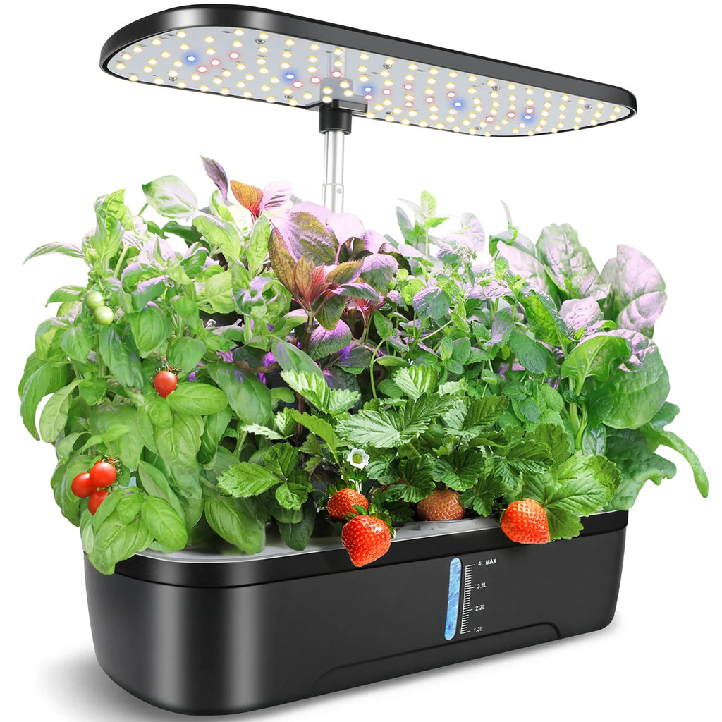 8/12 Pods Hydroponics Growing System Herb Garden Kit Indoor Adjustable Height Automatic Timer 20W LED Grow Lights 4L Water Tank