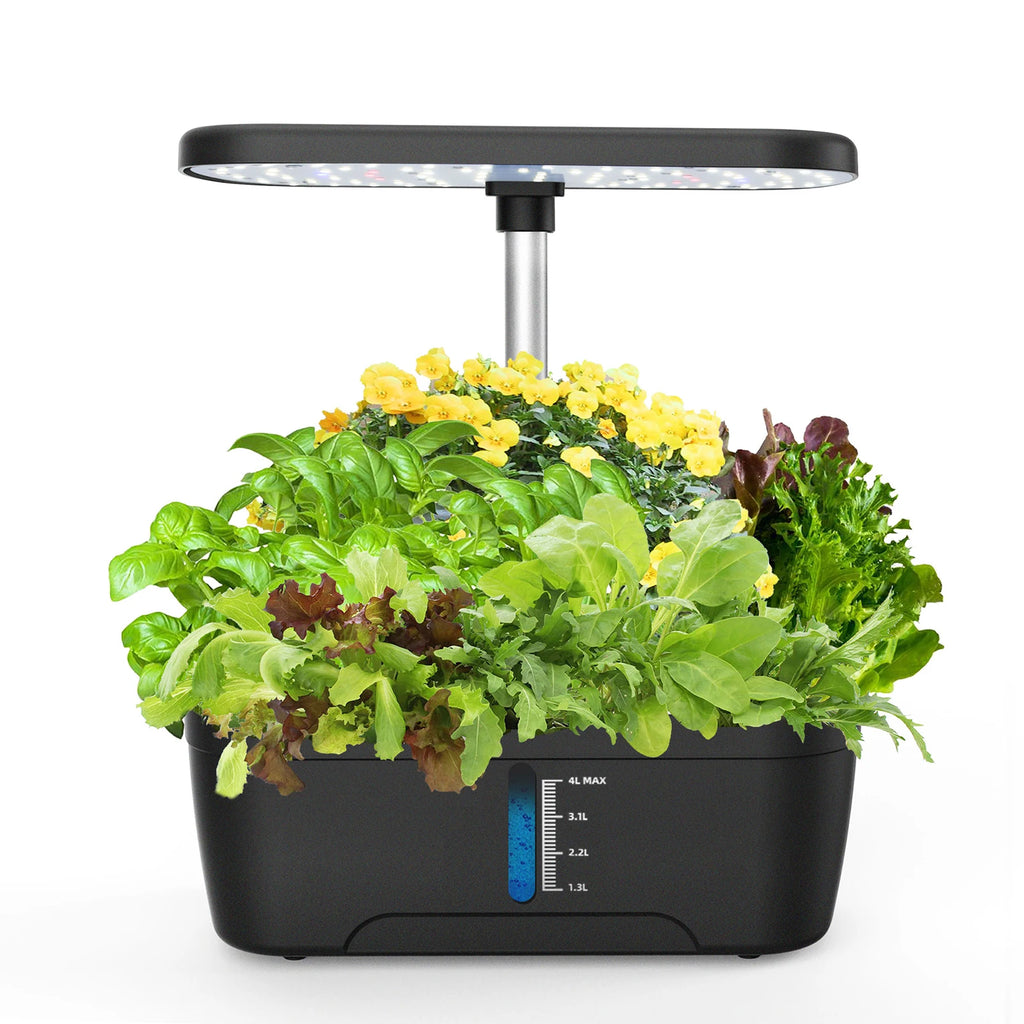 8/12 Pods Hydroponics Growing System Herb Garden Kit Indoor Adjustable Height Automatic Timer 20W LED Grow Lights 4L Water Tank