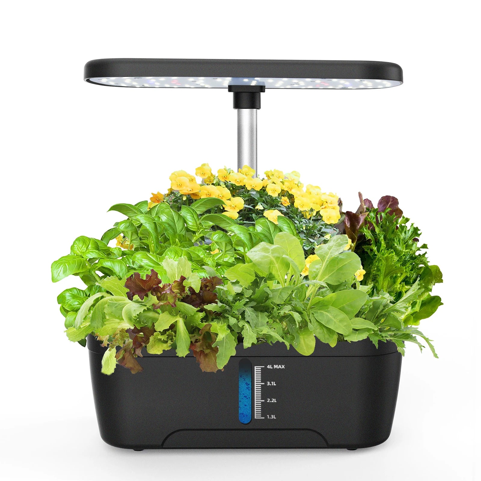 8/12 Pods Hydroponics Growing System Herb Garden Kit Indoor Adjustable Height Automatic Timer 20W LED Grow Lights 4L Water Tank