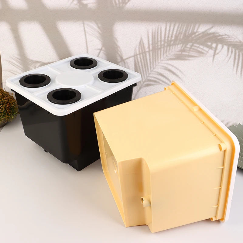Hydroponics System Bucket With Siphon Elbows Four-Hole Cover Planting Flowerpot Soilless Culture Vegetable Nursery Fruit Bucket