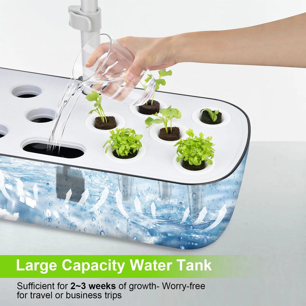 8/12 Pods Hydroponics Growing System Herb Garden Kit Indoor Adjustable Height Automatic Timer 20W LED Grow Lights 4L Water Tank