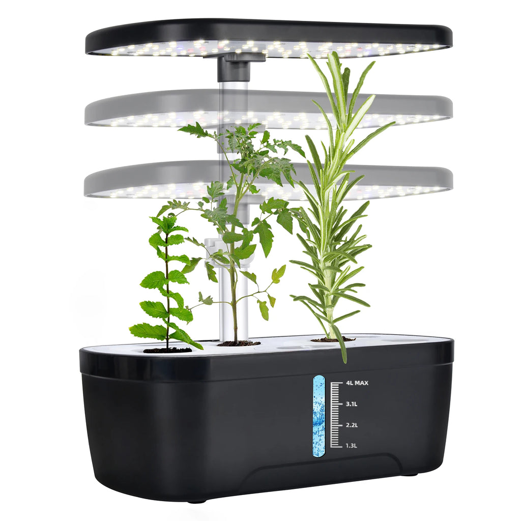 8/12 Pods Hydroponics Growing System Herb Garden Kit Indoor Adjustable Height Automatic Timer 20W LED Grow Lights 4L Water Tank