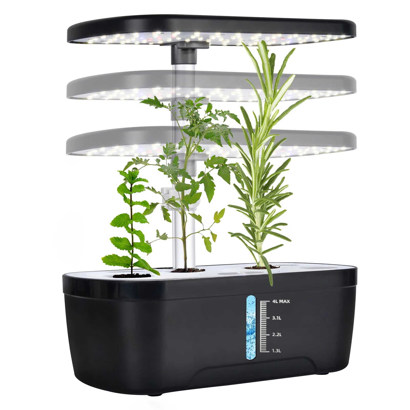 8/12 Pods Hydroponics Growing System Herb Garden Kit Indoor Adjustable Height Automatic Timer 20W LED Grow Lights 4L Water Tank