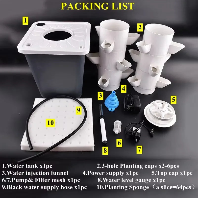 Hidroponia Garden Vertical Tower, Hydroponics Growing System, 14 Layer, 70 Holes