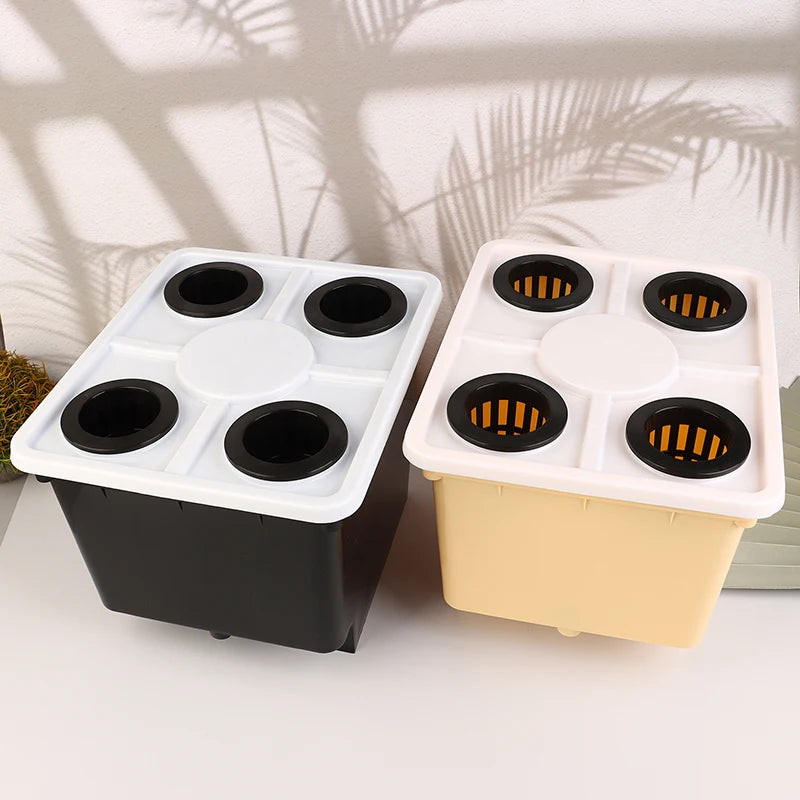 Hydroponics System Bucket With Siphon Elbows Four-Hole Cover Planting Flowerpot Soilless Culture Vegetable Nursery Fruit Bucket