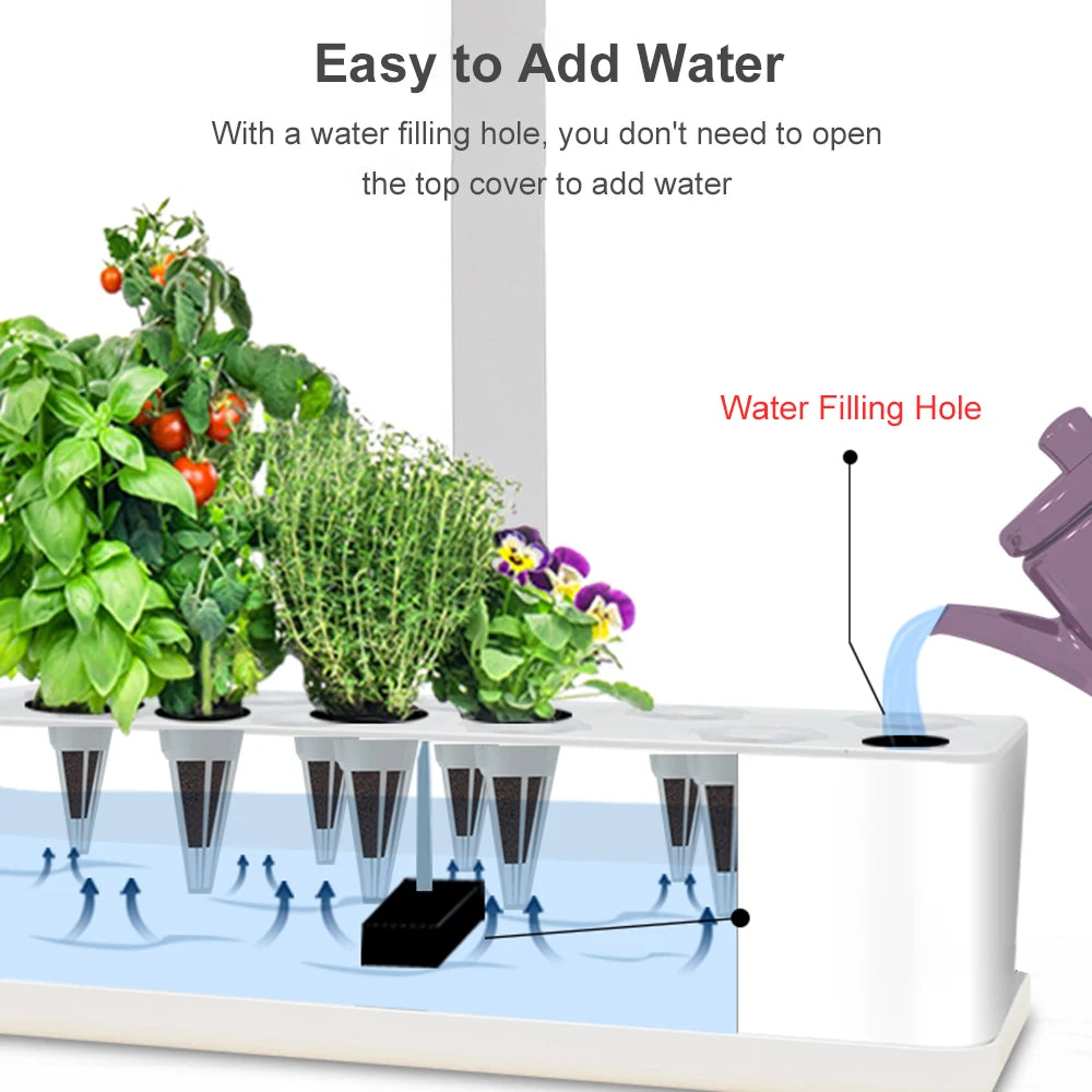 Smart Garden Hydroponics Growing System Indoor Herb Garden Kit Automatic Timing LED Grow Lights Water Pump for Home Flower Pots