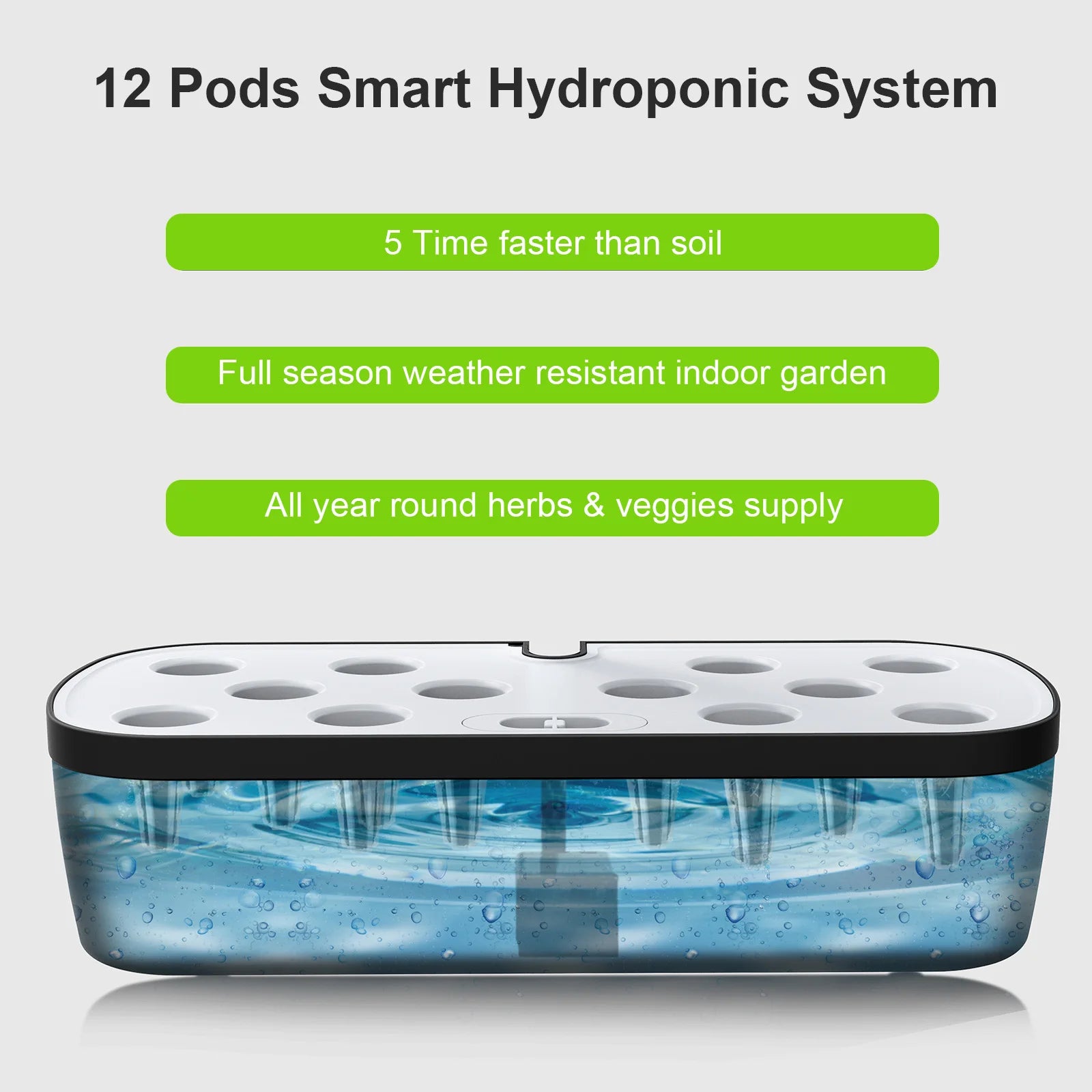 8/12 Pods Hydroponics Growing System Herb Garden Kit Indoor Adjustable Height Automatic Timer 20W LED Grow Lights 4L Water Tank