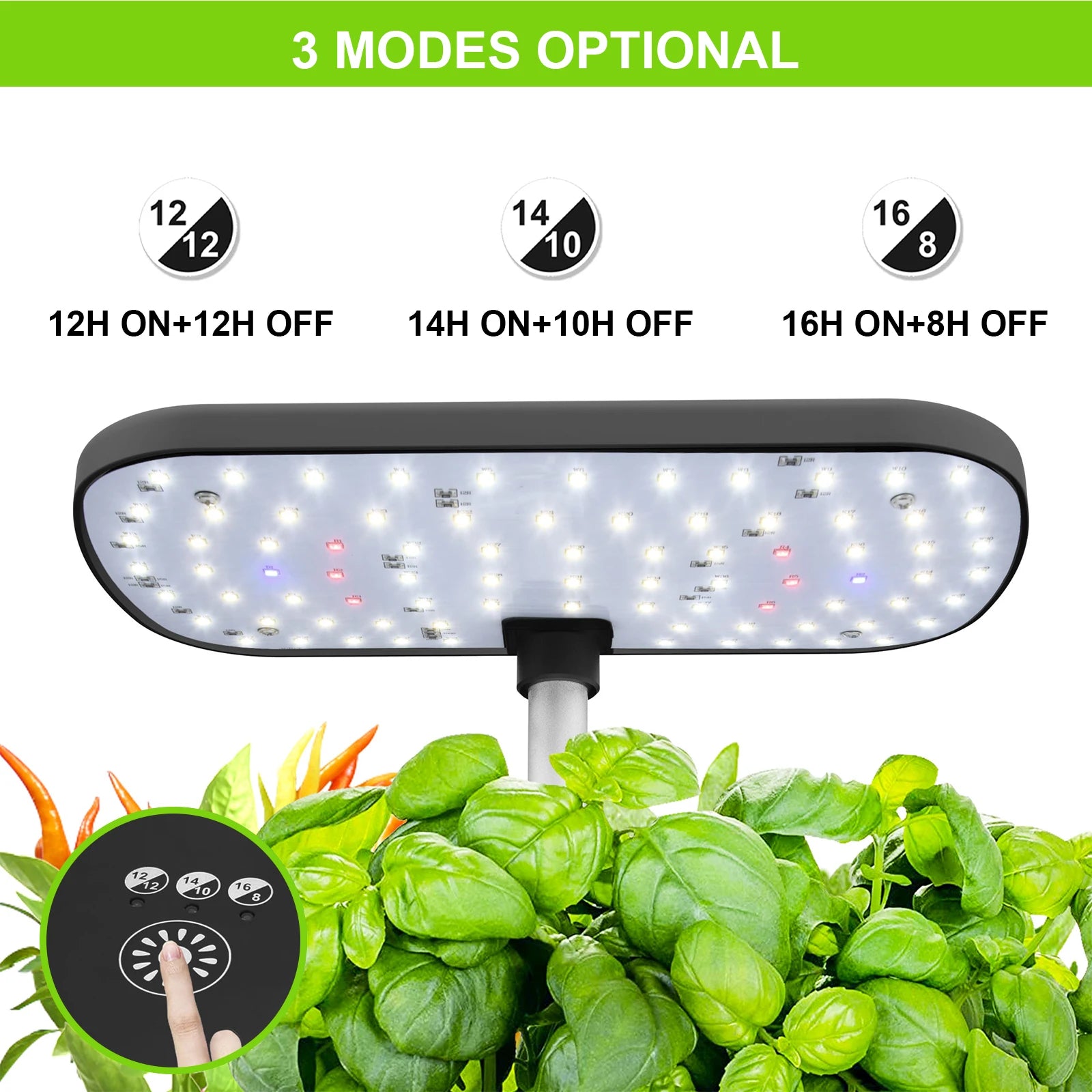 8/12 Pods Hydroponics Growing System Herb Garden Kit Indoor Adjustable Height Automatic Timer 20W LED Grow Lights 4L Water Tank