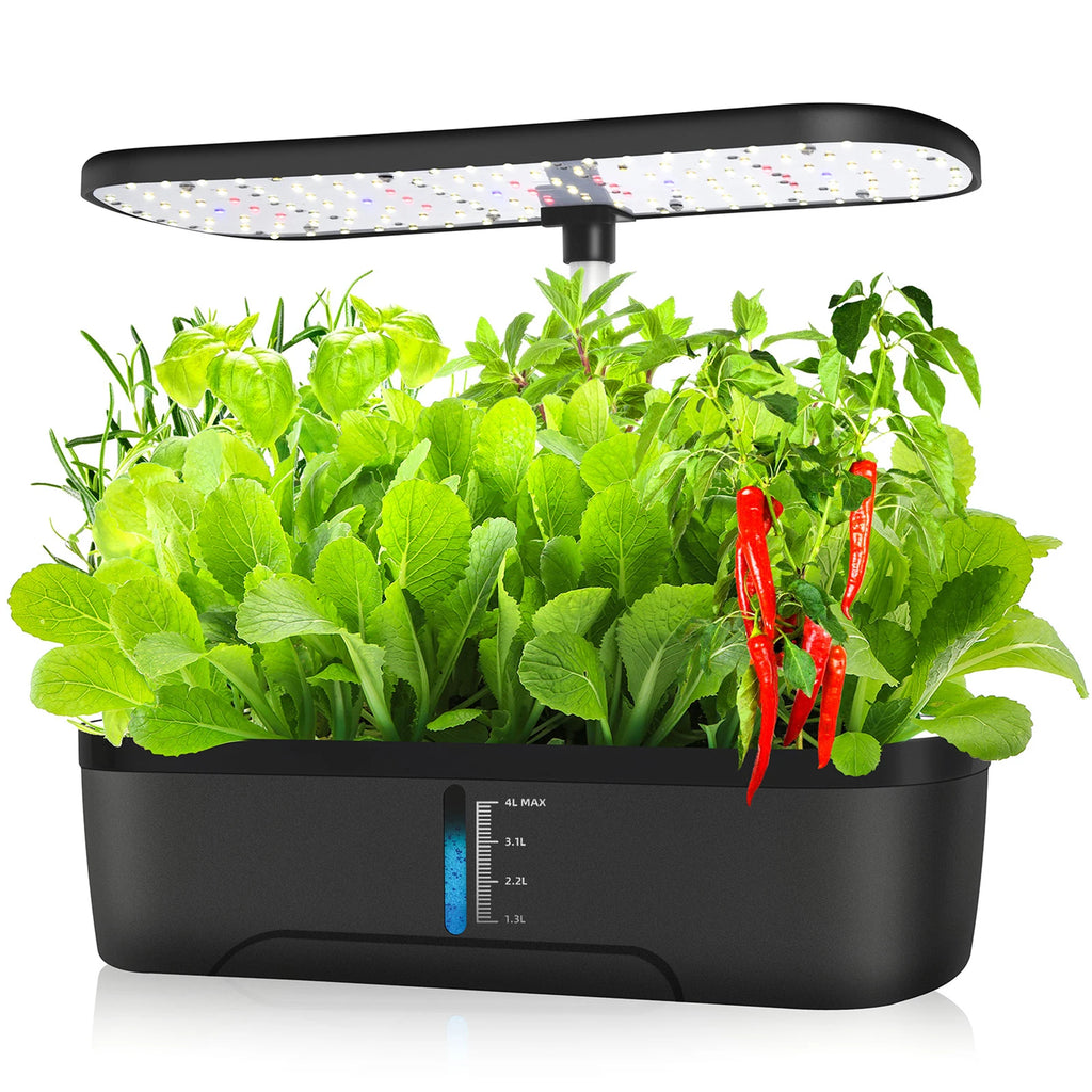 8/12 Pods Hydroponics Growing System Herb Garden Kit Indoor Adjustable Height Automatic Timer 20W LED Grow Lights 4L Water Tank