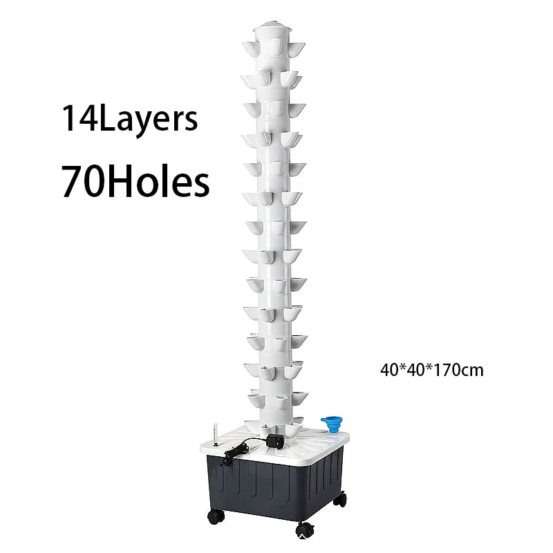 Hidroponia Garden Vertical Tower, Hydroponics Growing System, 14 Layer, 70 Holes