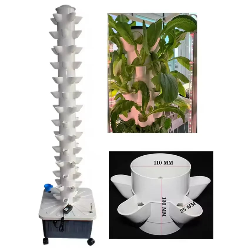Hidroponia Garden Vertical Tower, Hydroponics Growing System, 14 Layer, 70 Holes